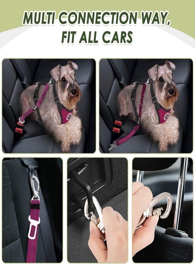 Lukovee Dog Seat Belt for Car, Adjustable Dog Car Harness for Large Medium Small Dogs, Soft Padded & Breathable Mesh Dog Seatbelt with Car Strap and Carabiner(Rose Double Clip,Medium) - Image 3
